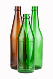 Three empty unlabeled bottles