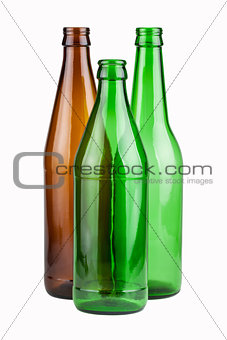 Three empty unlabeled bottles