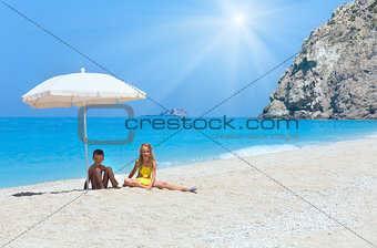 Two children on beach 