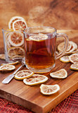 Cup of hot tea with lemon