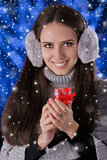 Winter Girl with Small Gift Box