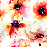 Seamless wallpaper with Colorful flowers
