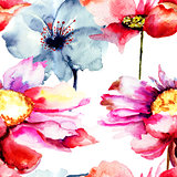 Seamless wallpaper with stylized flower