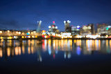 Out of Focus Portland City Skyline at Blue Hour