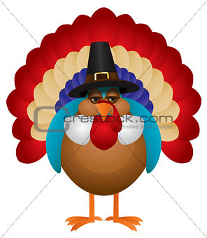 Colorful Turkey with Pilgrim Hat Illustration