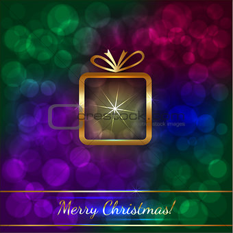 Christmas Greeting Card with Golden Gift