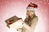 smiling christmas girl with gift box 