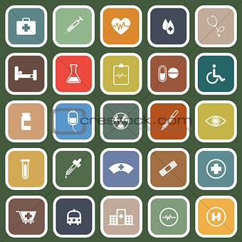 Medical flat icons on green background