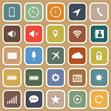 Mobile phone flat icons on brown background