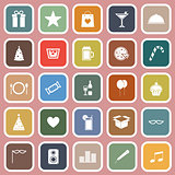 Party flat icons on pink background
