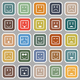Square face flat icons on gray background