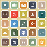 Summer flat icons on brown background