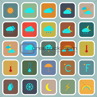 Weather flat color icons on blue background