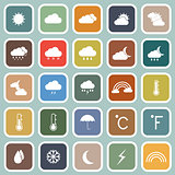 Weather flat icons on blue background