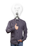 Hipster Lamp Head Man Shows Well Done