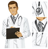 Vector Doctor Man With Clipboard