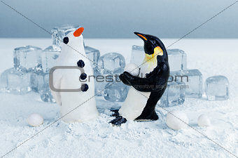 Making a snow penguin