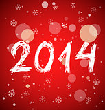 White new year 2014 on red background