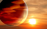 Sunset in alien planet