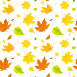 Seamless background with flying autumn leaves