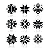 Christmas, winter snowflakes vector icons set