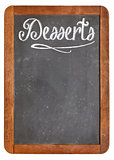 desserts menu on blackboard