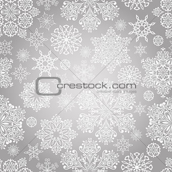 Vector Seamless Pattern with White Snowflakes