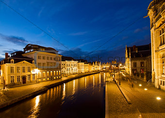 old town of Ghent at night