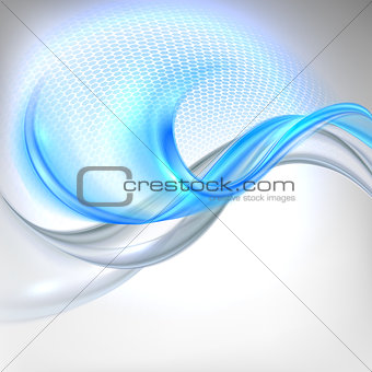 Abstract gray waving background with blue element