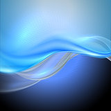 Abstract dark waving background with blue waves