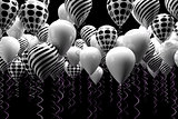 black and white ballons