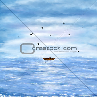 Illustration of a lonely boat