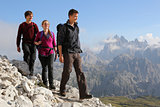 Young people hiking in the mountains