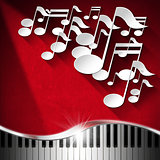 Music Piano and Note Background - Red Velvet