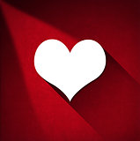 White Paper Heart on Red Velvet Background