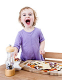 screaming child making fresh pizza