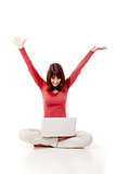Happy woman with a laptop