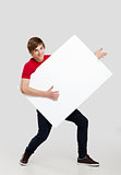 Man holding a cardboard