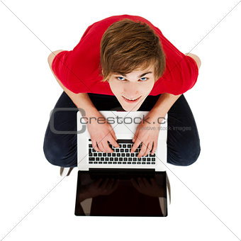 Man working with a laptop