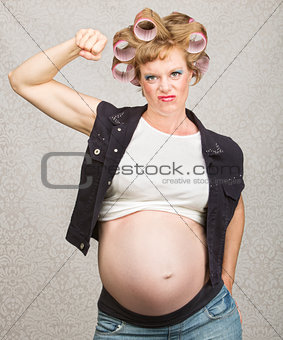 Pregnant Lady Flexing Muscles