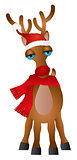 Santa Reindeer with Santa Hat Scarf Illustration