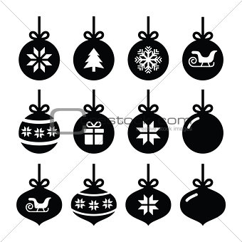 Christmas ball, christmas bauble vector icons set