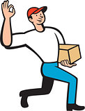 Delivery Worker Deliver Package Cartoon