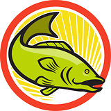 Largemouth Bass Jumping Cartoon Circle