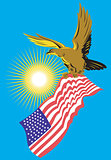 American Bald Eagle Carry Flag Retro
