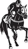 Horse Racing Equestrian Retro Woodcut