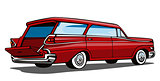 Red Car Station Wagon Back View