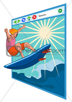 Surfer on Net Window
