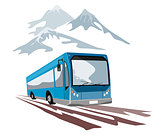 Shuttle Coach Bus and Mountains