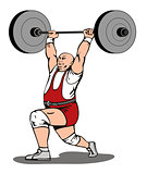 Weightlifter Lifting Barbell Retro